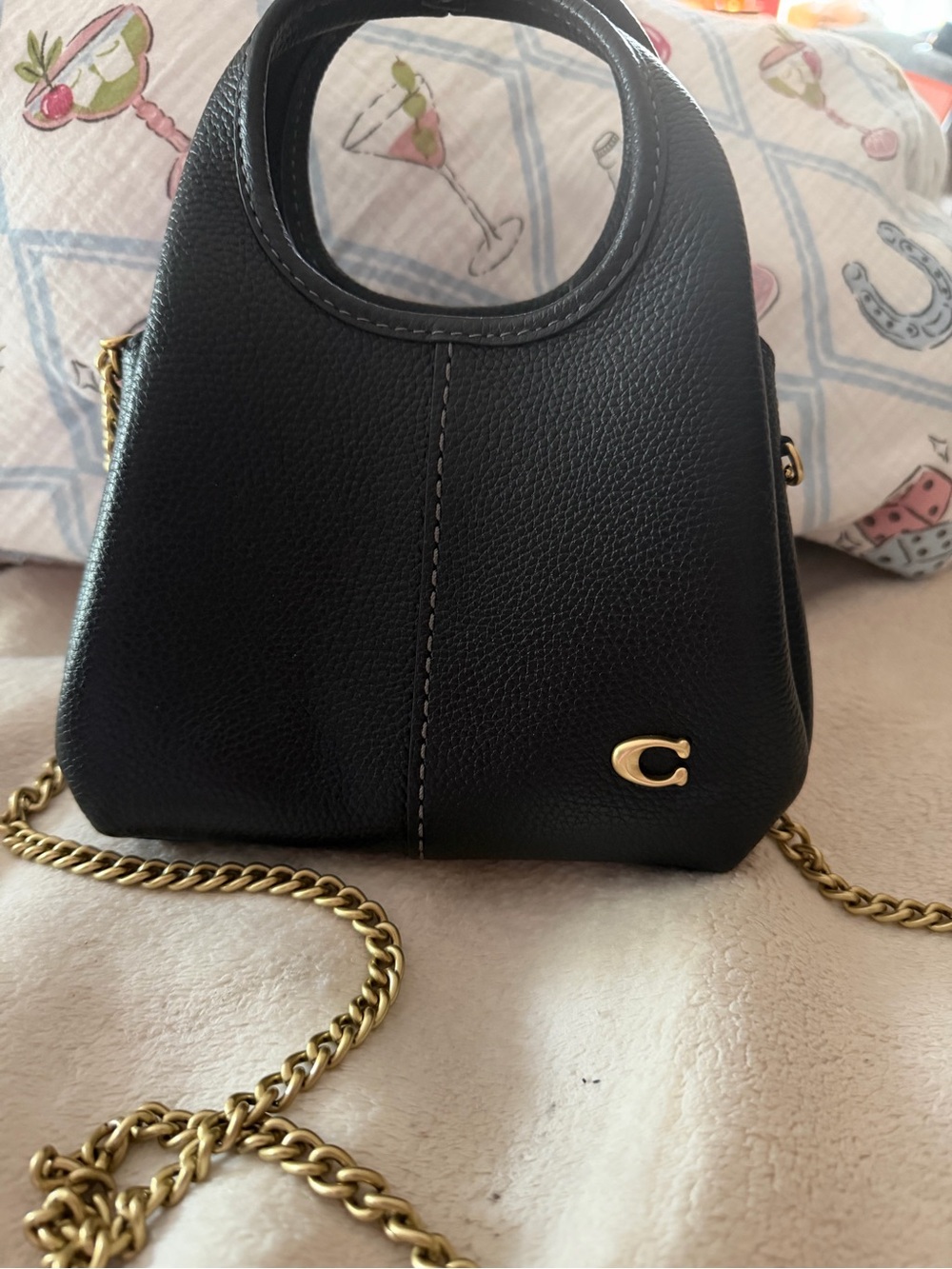 Coach Black Mini Shoulder Bag with Gold Chain